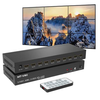 Video stěna podporuje 1080p 60Hz HDMI výstup a 1 vstup pro propojování 9kanálový procesor video stěny MT-VIKI, 3x3, televizory, 9kanálový
