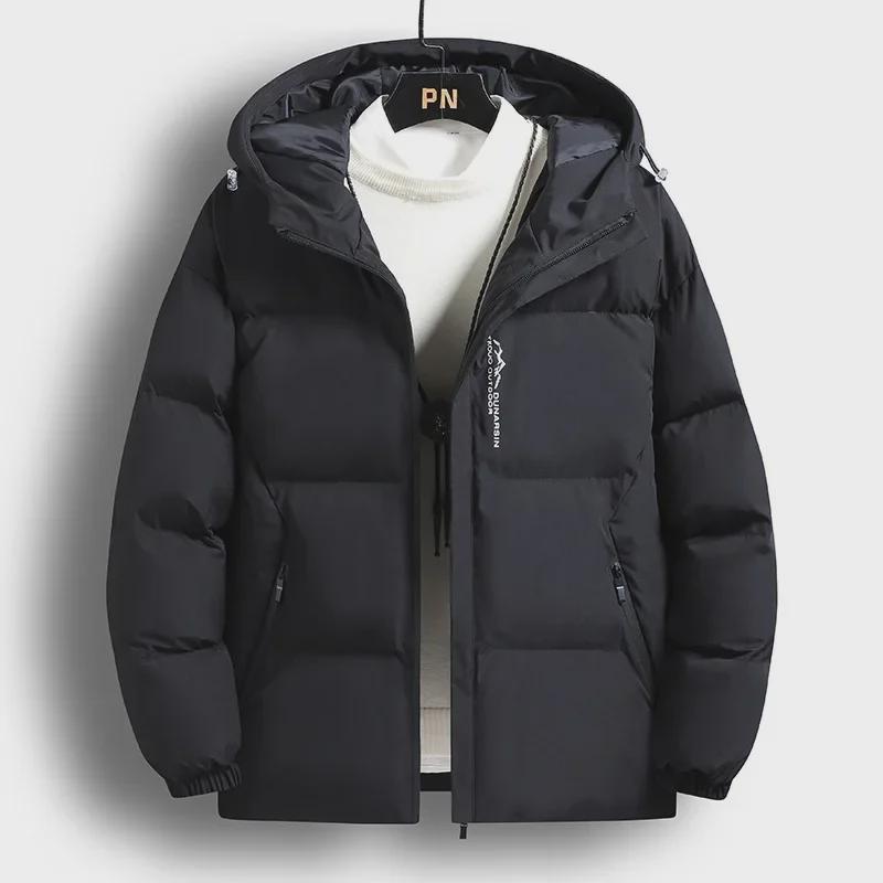 

«Мужские деловые повседневные хлопковые куртки с капюшоном»: Новая осенне-зимняя мода 3XL чёрный