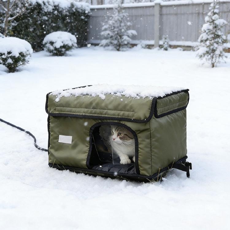 Warm Electric Warming Pet Bed Outdoor Insulated Puss Nest Safety Escape Exit Moisture-Proof For Porch Garden