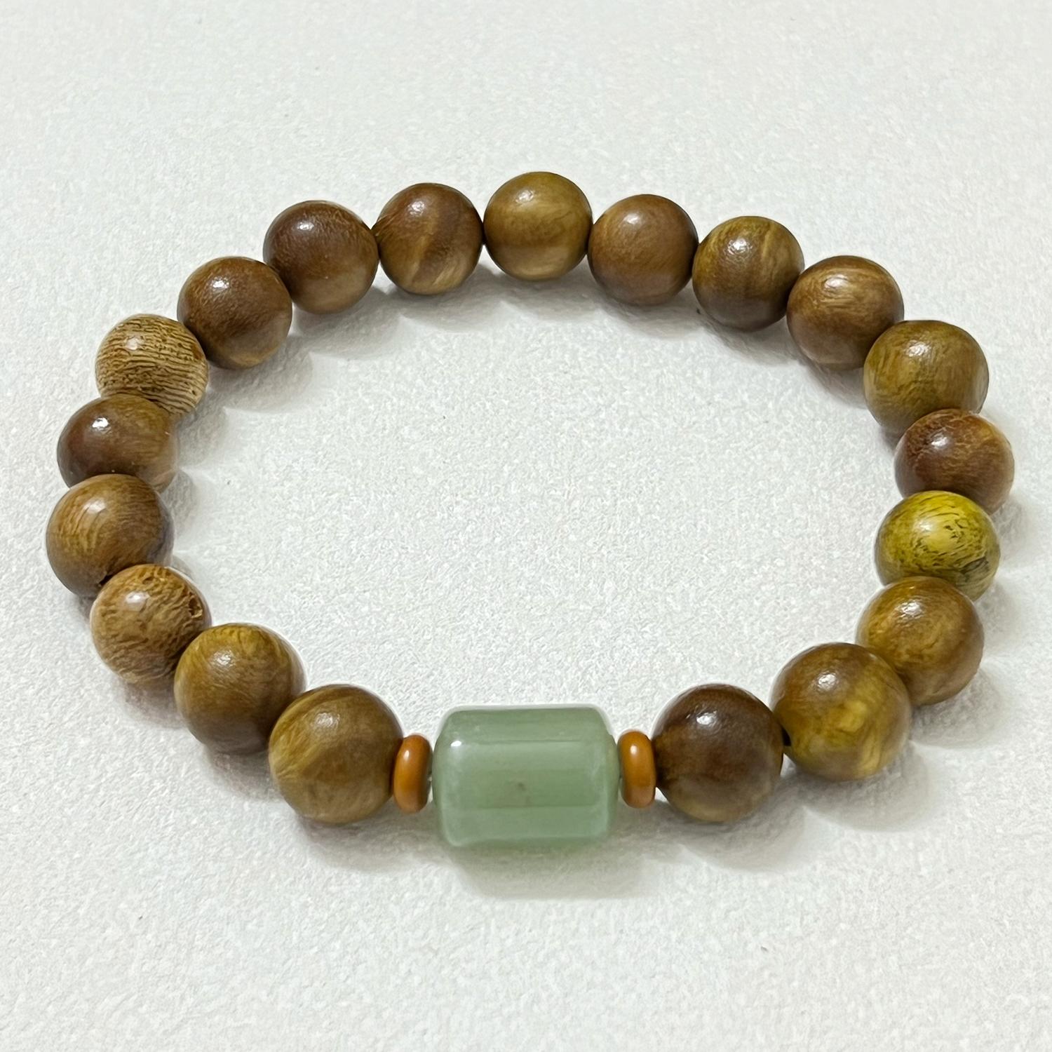 

Natural Wooden Beaded Bracelet for Men 10mm Round Beads Sandalwood Bangle Length 18cm