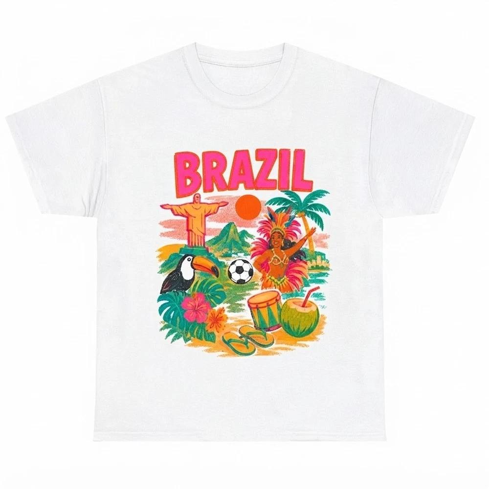 Brazil Tropical Graphic Christ The Redeemer White TShirt S
