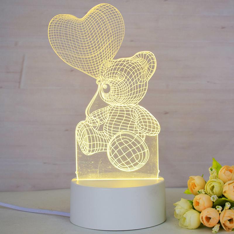 Customize Acrylic 3D Illusion LED Warm White Night Light for Living Room Kids Bedroom Decorative Lamp with USB Power