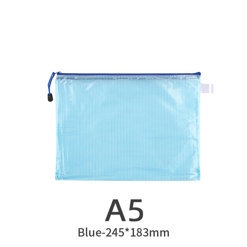 A3 A4 A5 A6 Portable Zipper File Bag Transparent Single-layer Mesh Student Test Paper Data Storage Bag Office Files Stationery