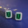 Tancise 925 Sterling Silver Earrings 6*8 Lab Emerald