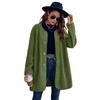Women's Round Neck Coat Casual Fleece Coat Vintage Solid Color Long Sleeve Single Breasted for Office Party