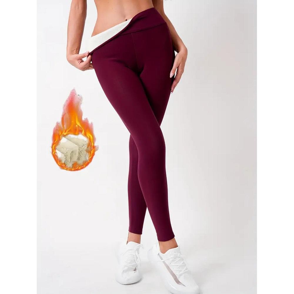 

Женские зимние согревающие леггинсы флисовые с высокой посадкой эластичные для йоги женская верхняя одежда утолщенные брюки-карандаш S вино красного