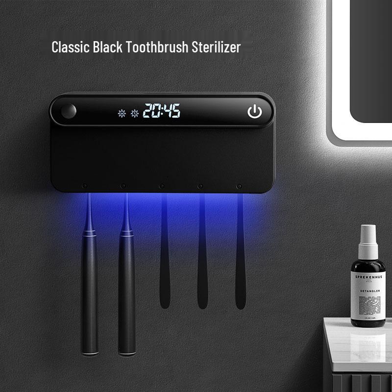 

Ultraviolet Smart Toothbrush Sterilizer & Dryer: Wall-Mounted, Sensor-Activated Storage Rack чорний