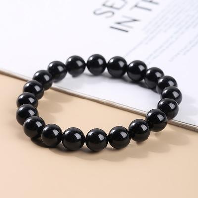 Natural Stone 7A Black Tourmaline Bead Bracelets Women Healing Crystals Chakra Yoga Meditation Jewelry Schorl Strand Bangles