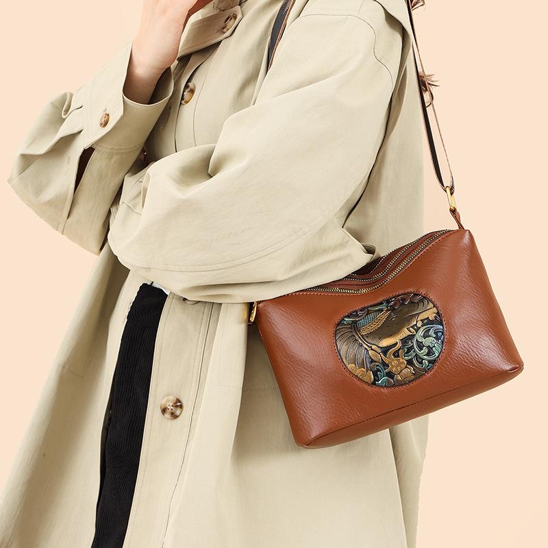Single-shoulder Bag, Large Capacity, Simple Design, Soft Leather, Suitable for Middle-aged and Elderly People, Crossbody Bag