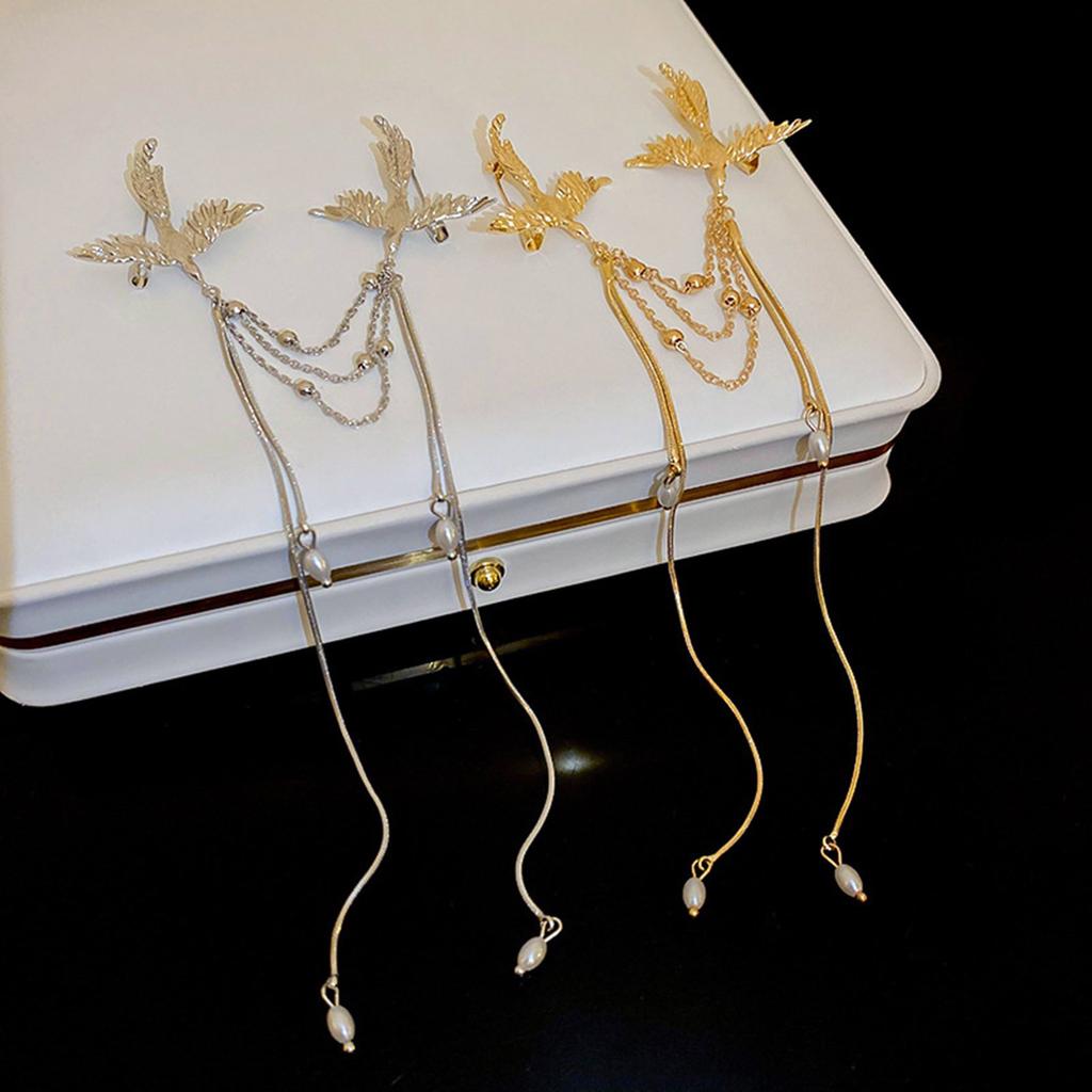 Delicate Phoenixes Brooch Long Fringe Animal Bird Pin Elegant Clothing Jewelry Accessory Anniversary Gift for Women
