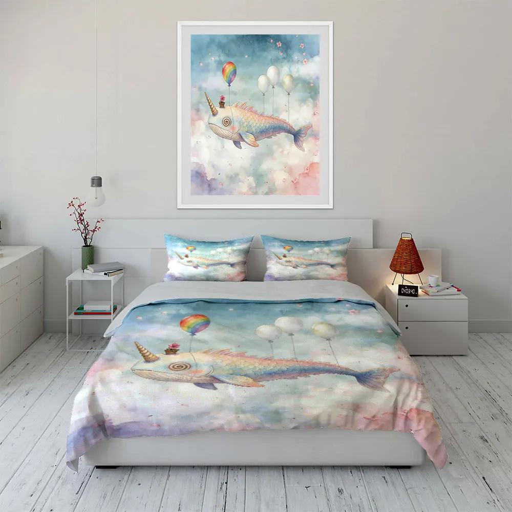 "Fantasy Fish Balloon Decor Set" Soft Comfortable Duvet Cover Bedding Set Included 1*Duvet Cover & 2*Pillowcases Gift