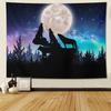 Moonlight Wolf Pack Tapestry Starry Night Sky Wall Hanging Party Decorations Home Decor for Bedroom Living Room Dorm