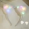 Comfortable Lovely Kitten Ear Headbands With Glowing LED Light For Halloween Christmas Parties Plush Headwear