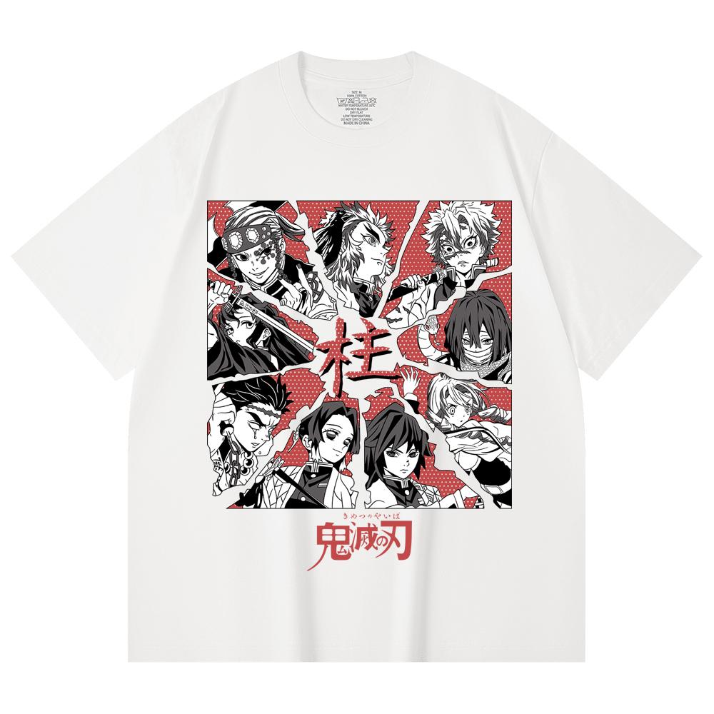230 Gsm 100% Cotton Demon Slayer V81 Hashiras Print Unisex Heavy Cotton T Shirt
