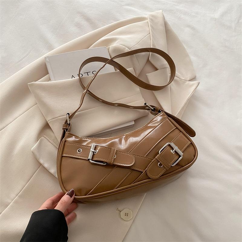 

Маленькая сумка в стиле Гонконга, ретро-сумка через подмышку, 2025, новая женская сумка, сумка через плечо с текстурой, с пересечением границ хаки