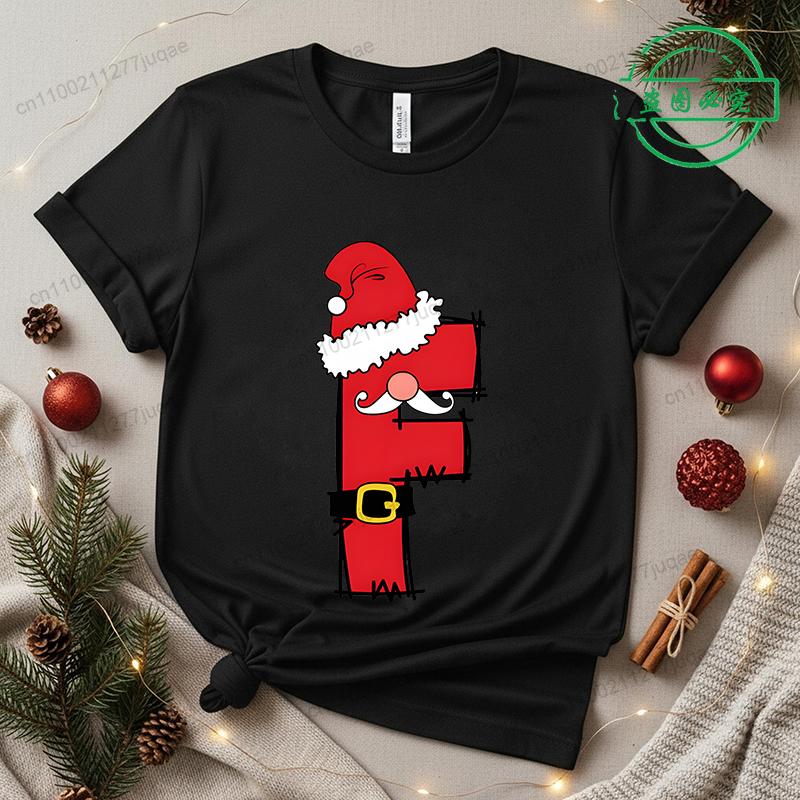 

Santa Alphabet Womens TShirt Personalised Santa Family Christmas Leisure Streetwear Fashion Tees Brand Tshirt Y2k Tops Tshirt 4XL