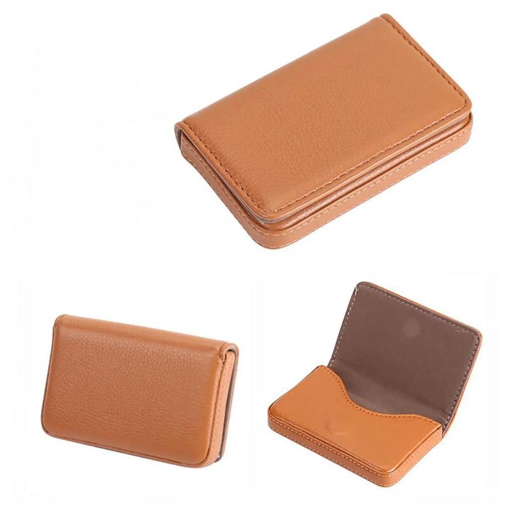 1pc PU Leather Business Card Holder With Magnetic Buckle Slim Pocket Name Card Holder Large Capacity Portable Credit Card Case