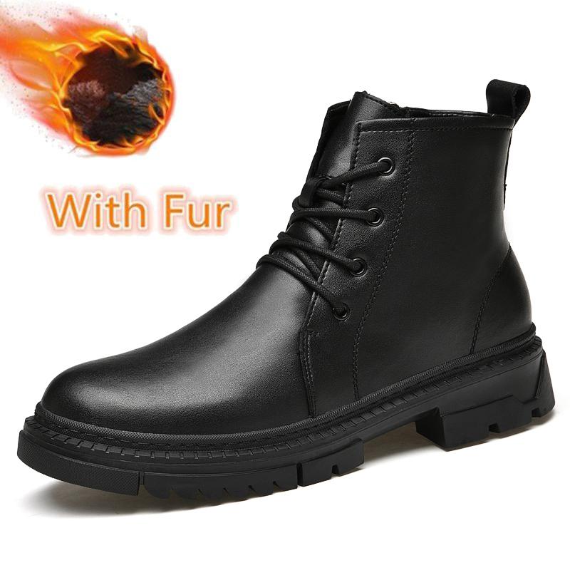 

Мужские высокие ботинки из натуральной кожи на шнуровке, зимние плюшевые ботинки для снега, удобные кроссовки, новое поступление, мужские мотоциклетные ботинки 44