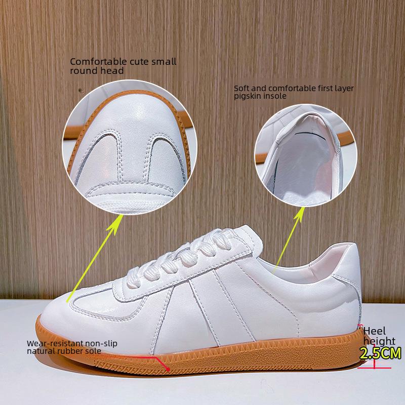 2025 Women's Genuine Leather Sporty Flat Shoes - Versatile, Trendy German Trainer for Spring