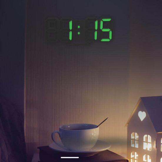 3D LED digital 12/24-timers skjermvegg Snooze Vekkerklokke Hjem Stueinnredning