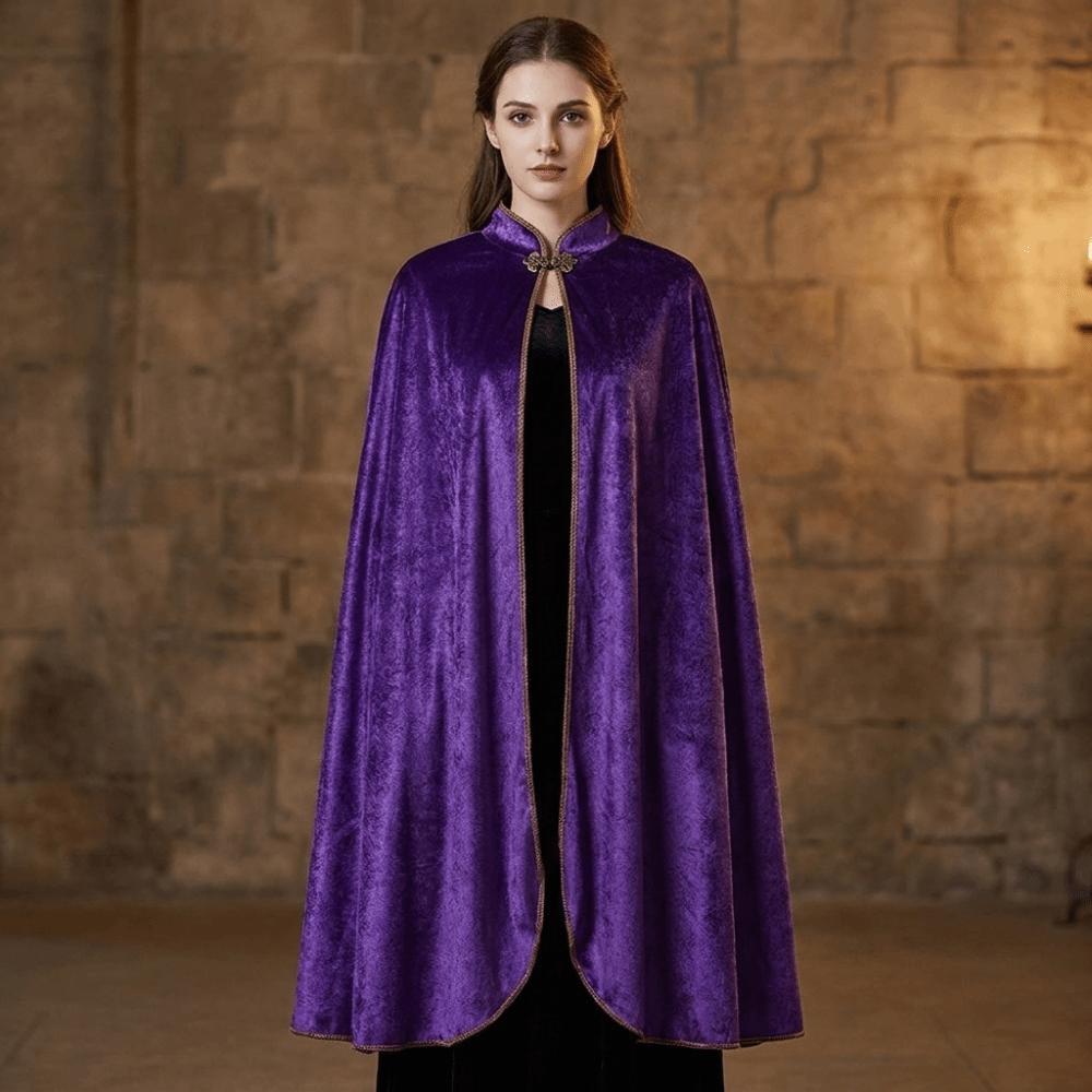Washable Durable Halloween Cloak Solid Color Velvet Cape Funny Gothic Costume Cape Queen