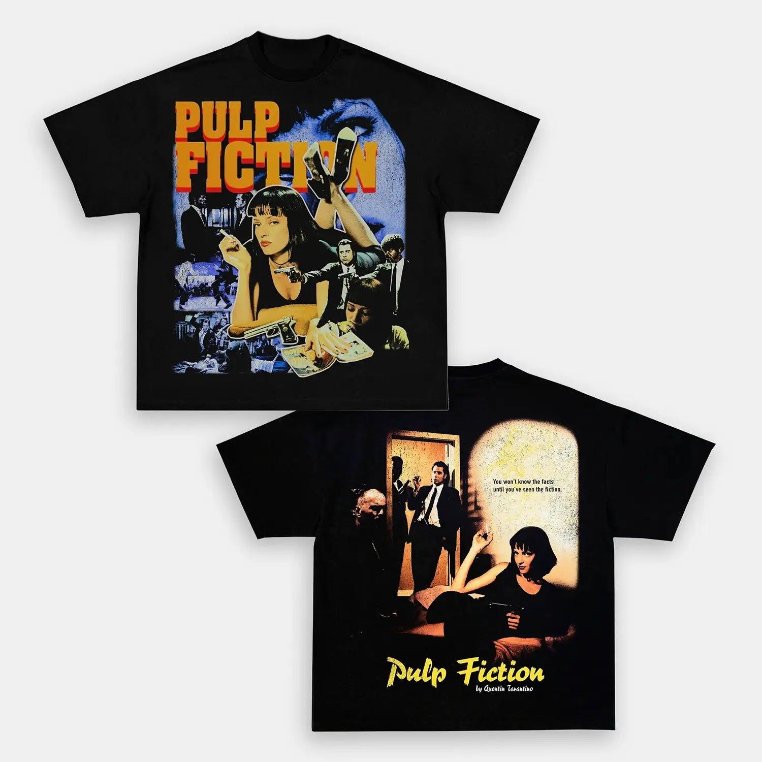 Pulp Fiction Vintage Movie Mia Wallace Vincent Vega Graphic TShirt Unisex Women Casual Cotton Streetwear Fans Top S