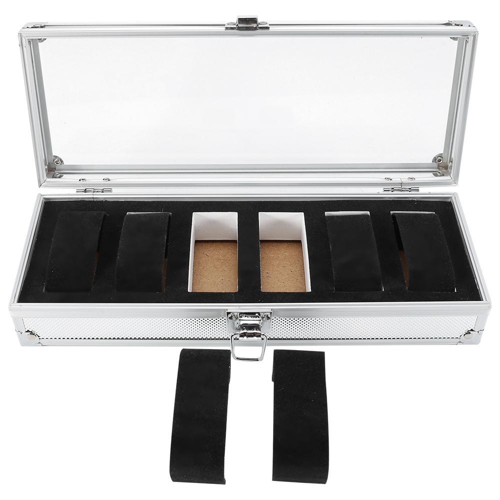 1 ks 6 12 přihrádek Hliníkový Obdélníkový Úložný Organizér na Hodinky Šperky Vitrína Box Pouzdro Nové