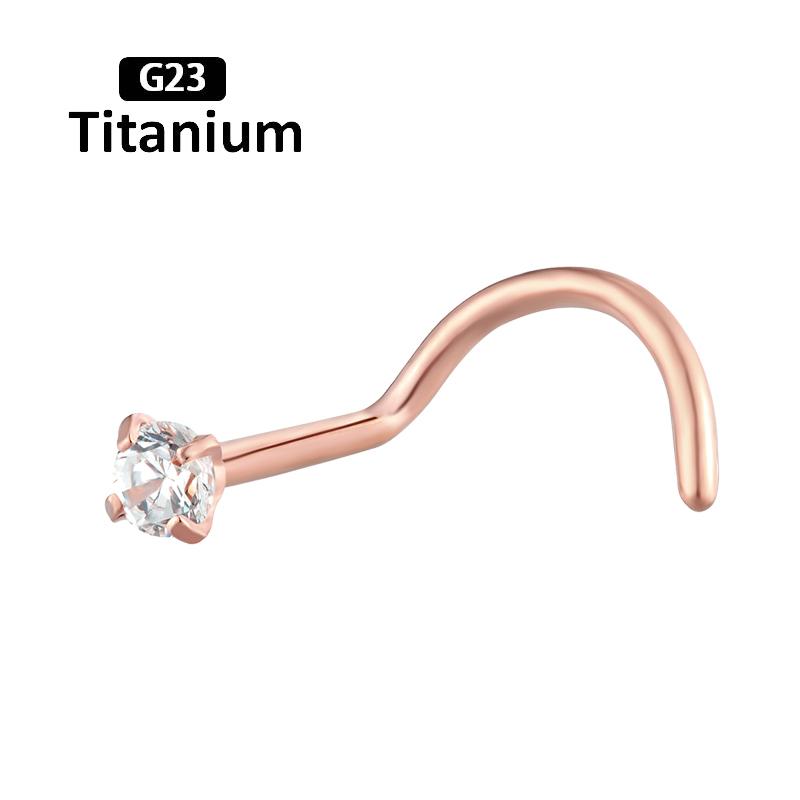 1PC 20G Nose Stud Multi Styles G23 Titanium 2mm Zircon 6.5mm Hook Bar Pin Ear Stud Earring Nose Lip Piercing Body Jewelry Labret