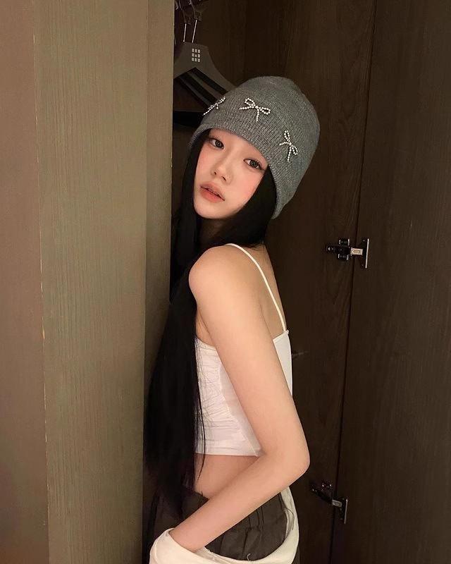 

Блогерский бант вязаная шерстяная шапка осень-зима инс большая окружность головы универсальная модная защита ушей холодная шапка женская M（56-58cm） серый