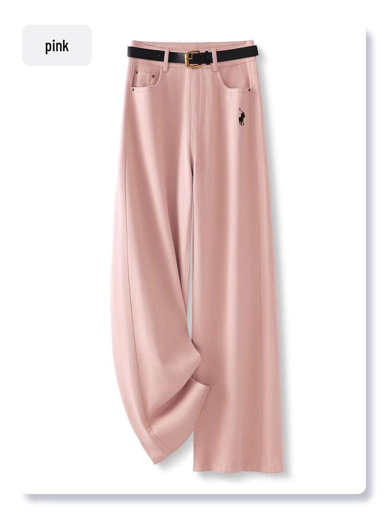 Women's White Loose Straight-Leg Jeans - Spring/Autumn 2025 Slimming Wide-Leg Trousers for Petites