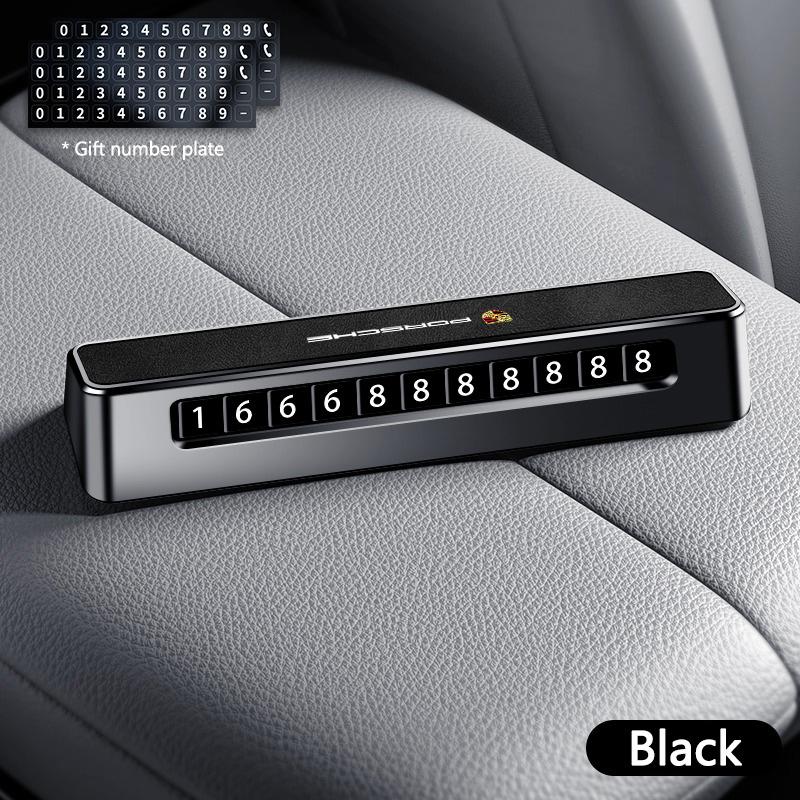 1PC Car Temporary Parking Card Phone Numbers Plate Slide Adjustable For Porsche 911 Cayenne Cayman Panamera Macan Taycan Boxster