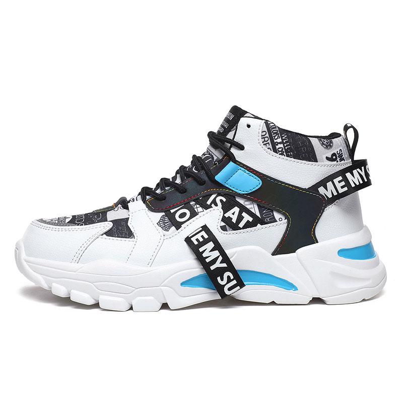 Mens High Top Basketball Shoes Trend Boys Comfortable Non-Slip Sports Shoes Unisex Thick Sole Cool Street Vulcanized Shoes