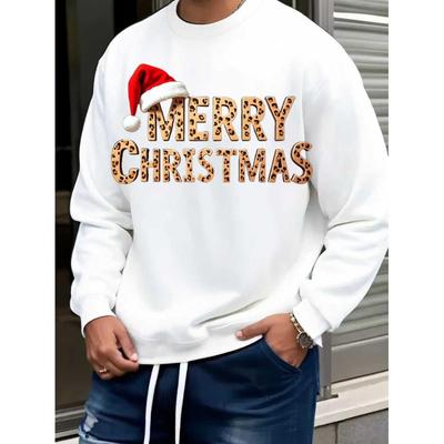 Christmas Day  Oversized Crew Neck Sweatshirt, Modal-Polyester , Loose Stretch Comfort Street Style