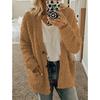 Fall Winter Women's Solid Color Woolen Fleece Warm Casual Cardigan Jacket Plus Size Top