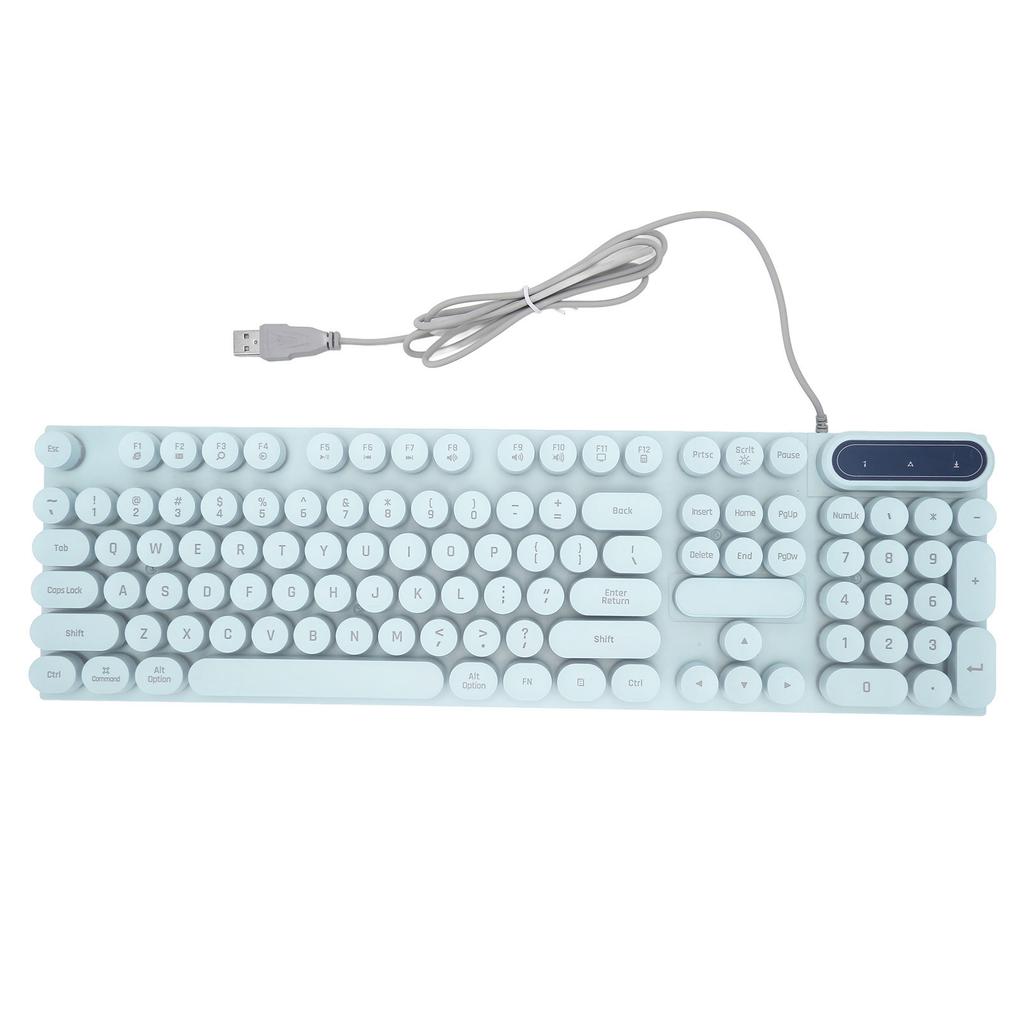 Gaming Keyboard USB Round 104 Keycaps Backlit Ergonomic Fodable Feet Multimedia Keys Wired Keyboard