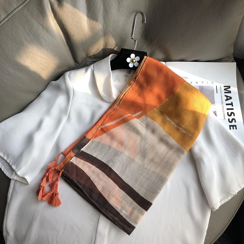 New Luxury Brand Lovely Floral Tassel Cotton Viscose Shawl Scarf Lady High Quality Soft Wrap Pashmina Stole Bufanda Muslim Hijab