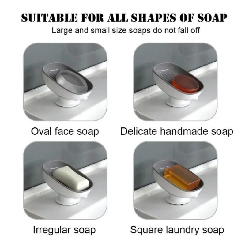 Super Suction Cup Soap Holder With Drain Water For Bathroom Soap Box Dish Kithcen Sponge Holder Soap Container Bathroom Supplies Set