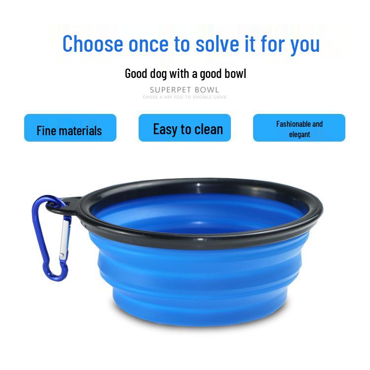 Compact Silicone Dog Bowl with Buckle - Foldable Travel Snack & Water Dish