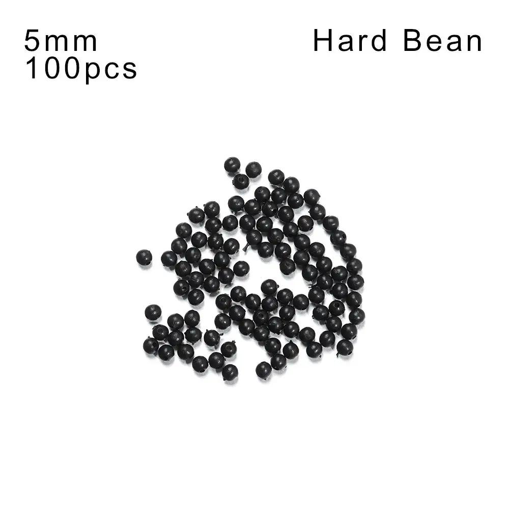 100Pcs Fishing Beads Space Stopper Black 3mm-12mm Round Soft and hard beans Fishing Lures bait Hook Rig Accessories