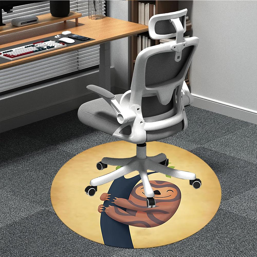 

1pcSloth Tree Hug Office Round Area Rug, Indoor Mat Suitable ForOffice, Under Office Chairs Bedroom Living Room Home Decor, Room Deco 003 80cm by 80cm