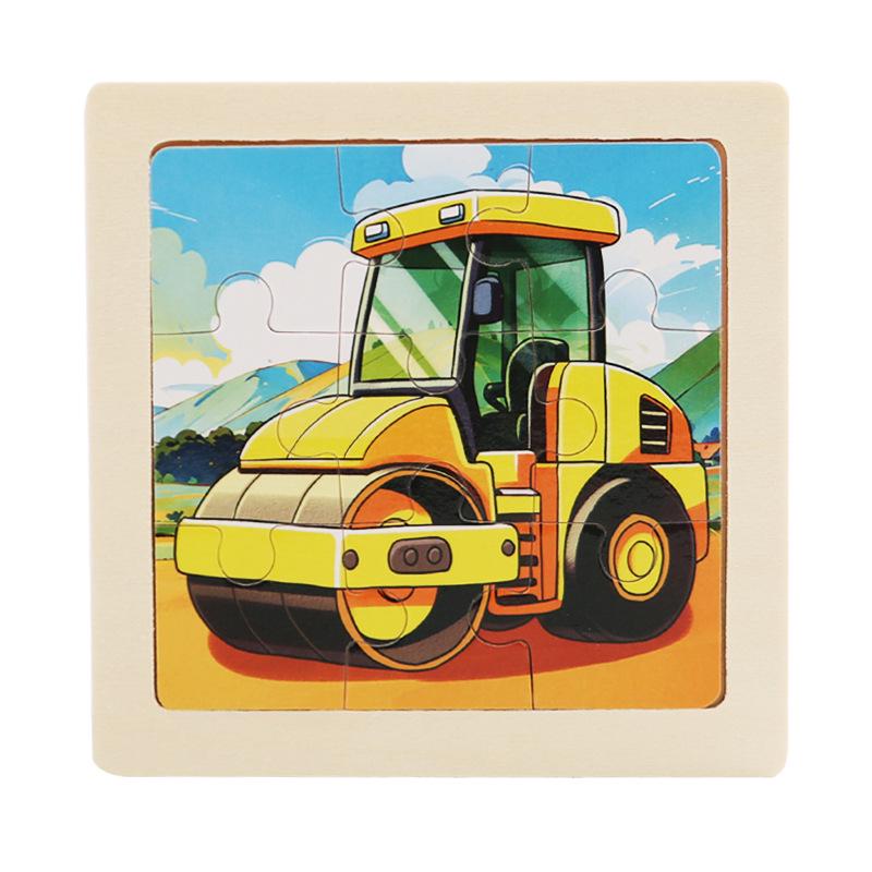 9-Piece Wooden Cartoon Animal Transport Jigsaw Toy for Early Education