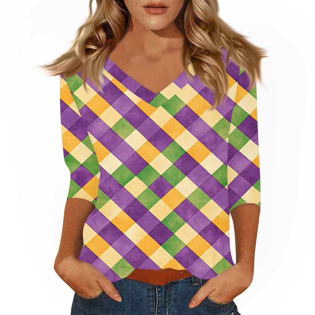 Dámské tričko s potiskem 3/4 rukáv denní víkendová móda základní véčkový výstřih běžný top