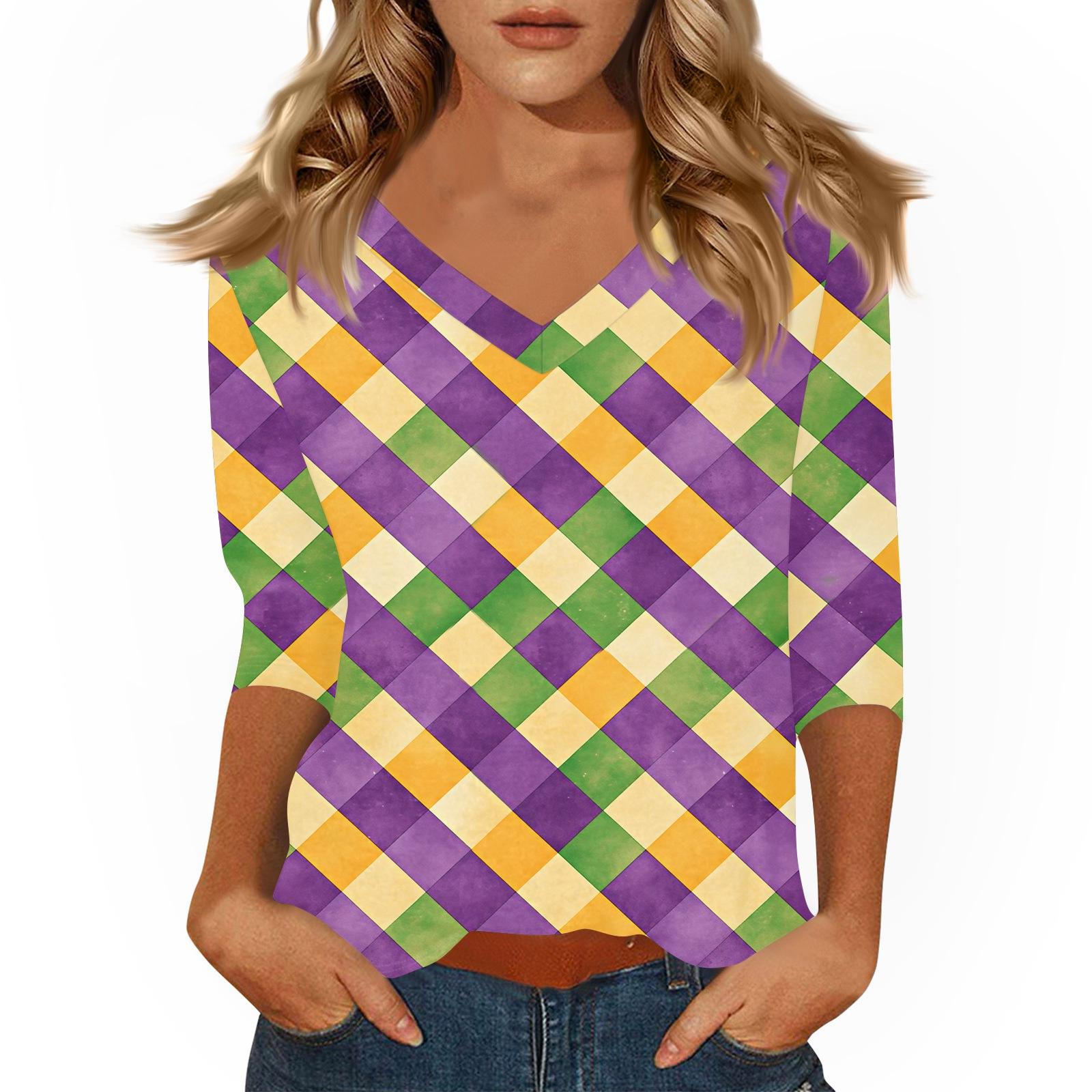 

Женская футболка с принтом, рукав 3/4, повседневная мода на выходные, базовый топ с V-образным вырезом XL