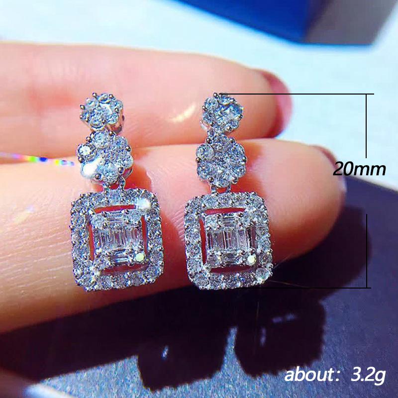 Huitan Chic Stylish Geometric Shaped Drop Earrings With Brilliant Women Crystalline Cubic Zircon Stone Dramatic Statement Earrings Bridal Party Event