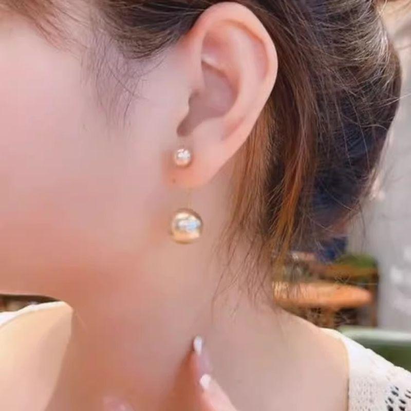 

S925 Women Minimalist Internet Celebrity Long Earrings Pearl Champagne