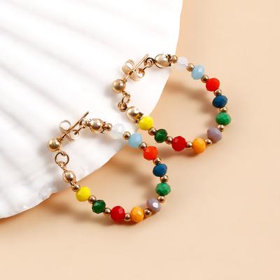 Exclusive Bohemian Stained Glass Crystal Beaded Niche Ethnic Wind Earrings Women's Earrings