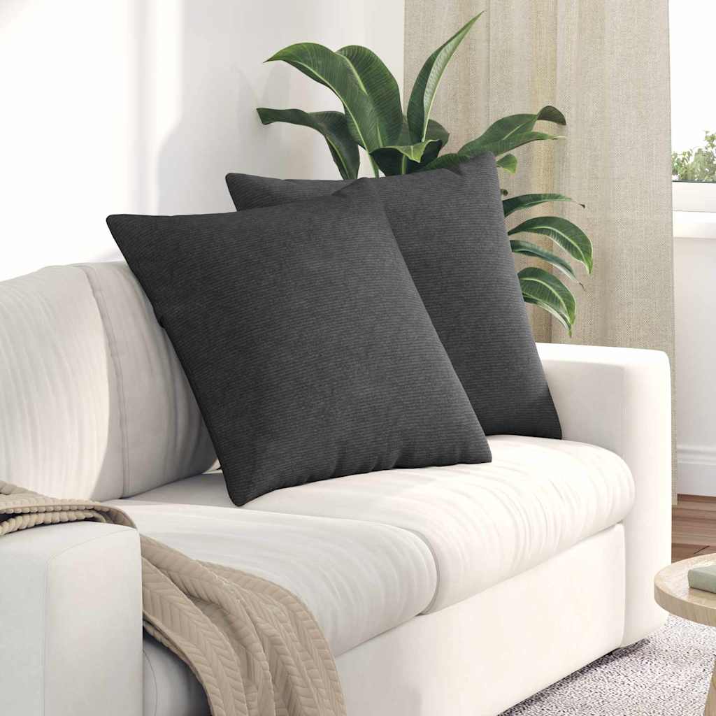 Sofa Cushions 2 Pieces Dark Grey 60 x 60 cm Corduroy Fabric