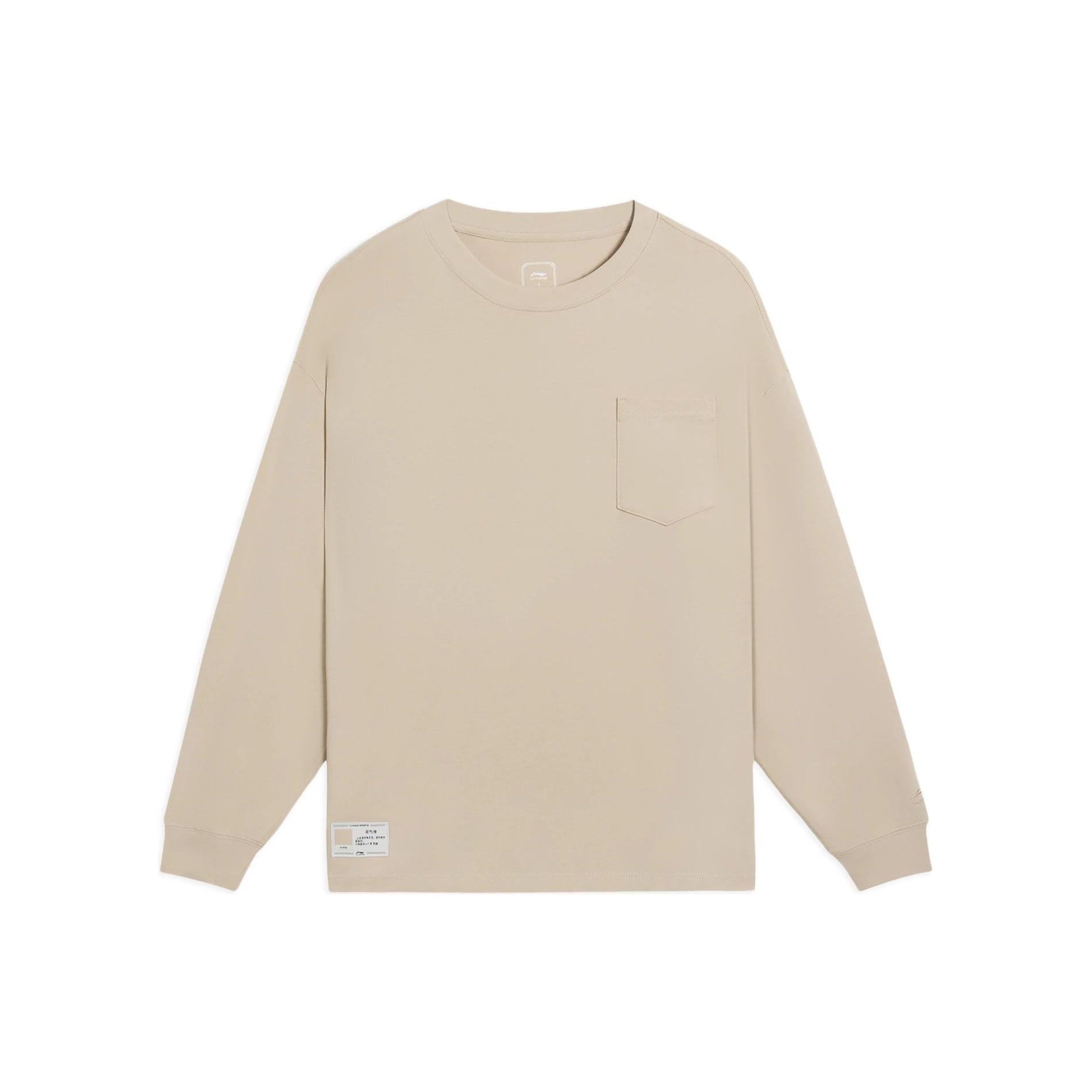 Li-Ning Chinese Color Pocket Long Sleeve T-shirt Light Brown Men s AHSS751-5 L