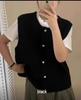 Korean-Style Slimming Knitted Vest with Gold Buttons - Women's Round Neck, Loose Sleeveless Top