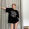 Ladies Summer Short Sleeve Round Collar Casual Letter Printed Teenager Pullover Oversize Cotton T Shirt Top